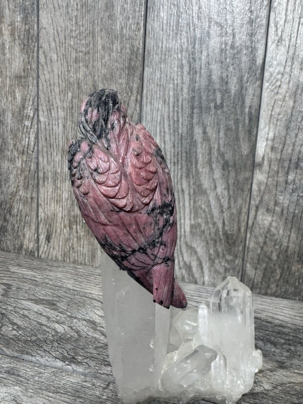 HandCarved Bird Rhodonite Crystal Quartz Damaged 3 pieces Gem Figurine 10.5” - Picture 6 of 10